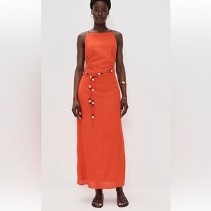 Elegant Orange Sleeveless Dress
